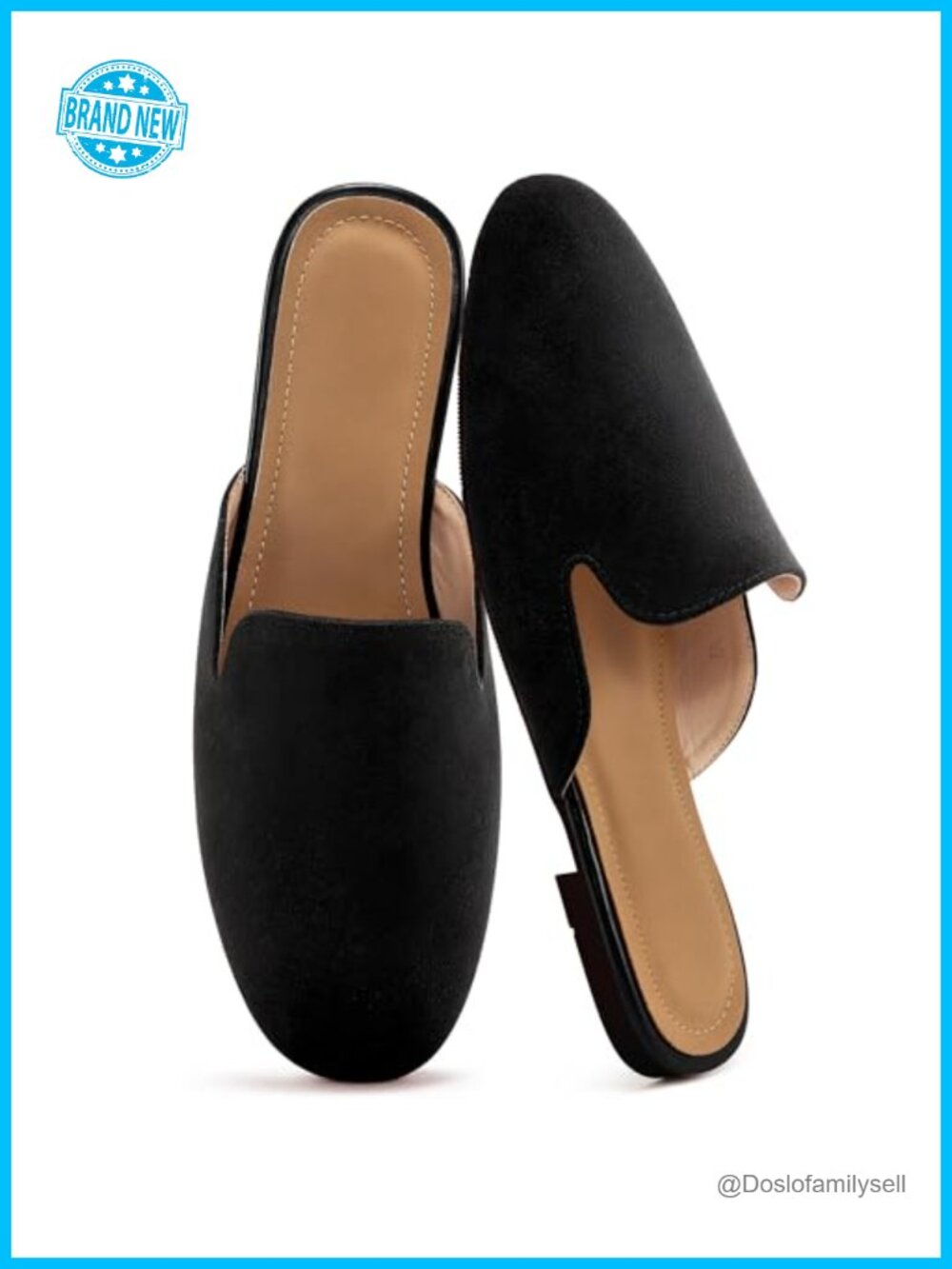 Suede Mules for Women Comfortable Slip On Round Toe Casual Work Flats